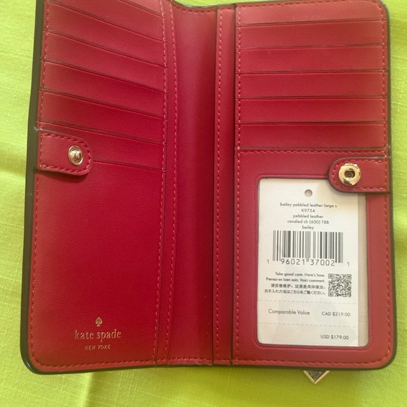 Kate Spade New York New with Tag Bailey Candied Cherry Pebbled Leather Wallet - Picture 3 of 3
